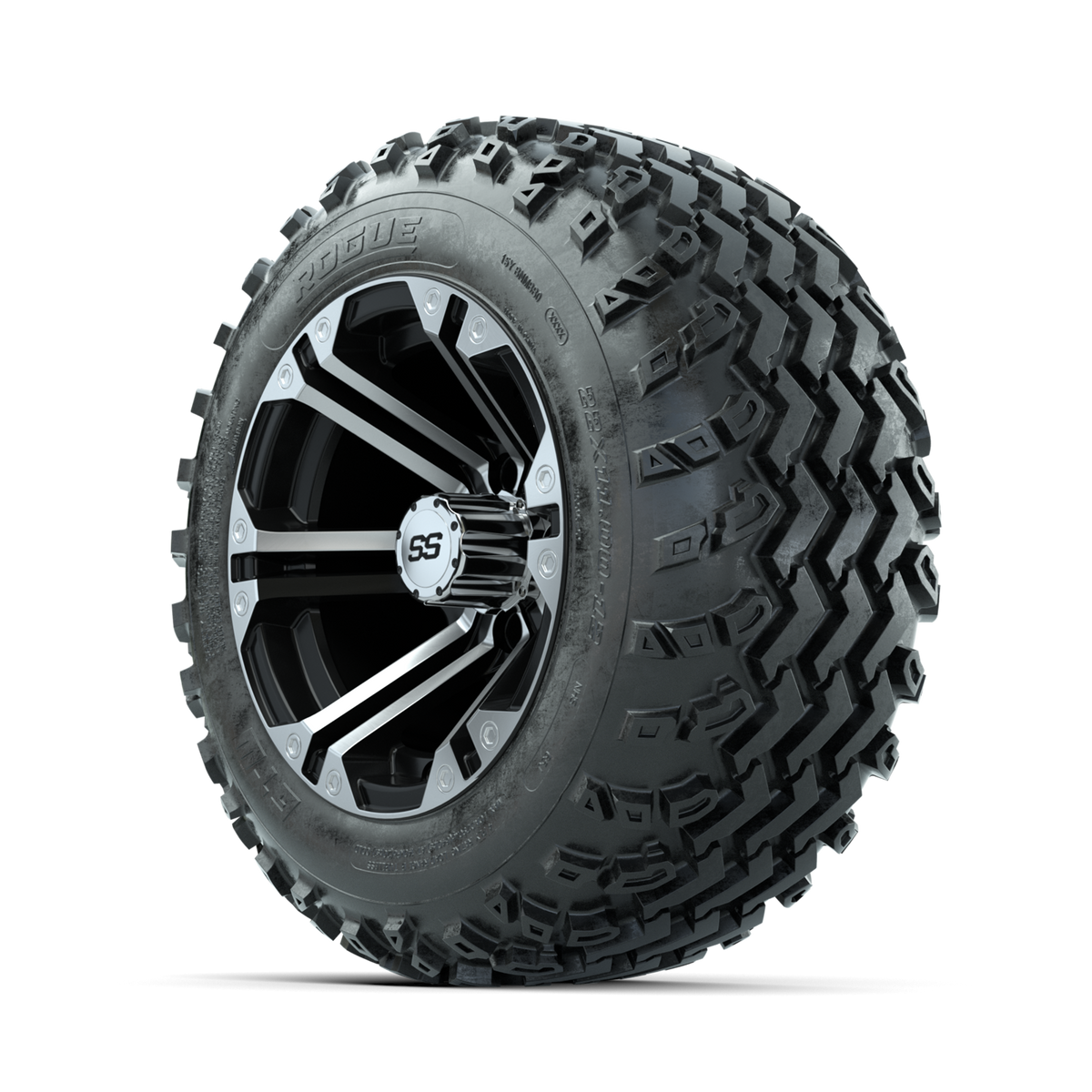 GTW Specter Machined/Black 12" Wheels with 22x11.00-12 Rogue All Terrain Tires Full Set