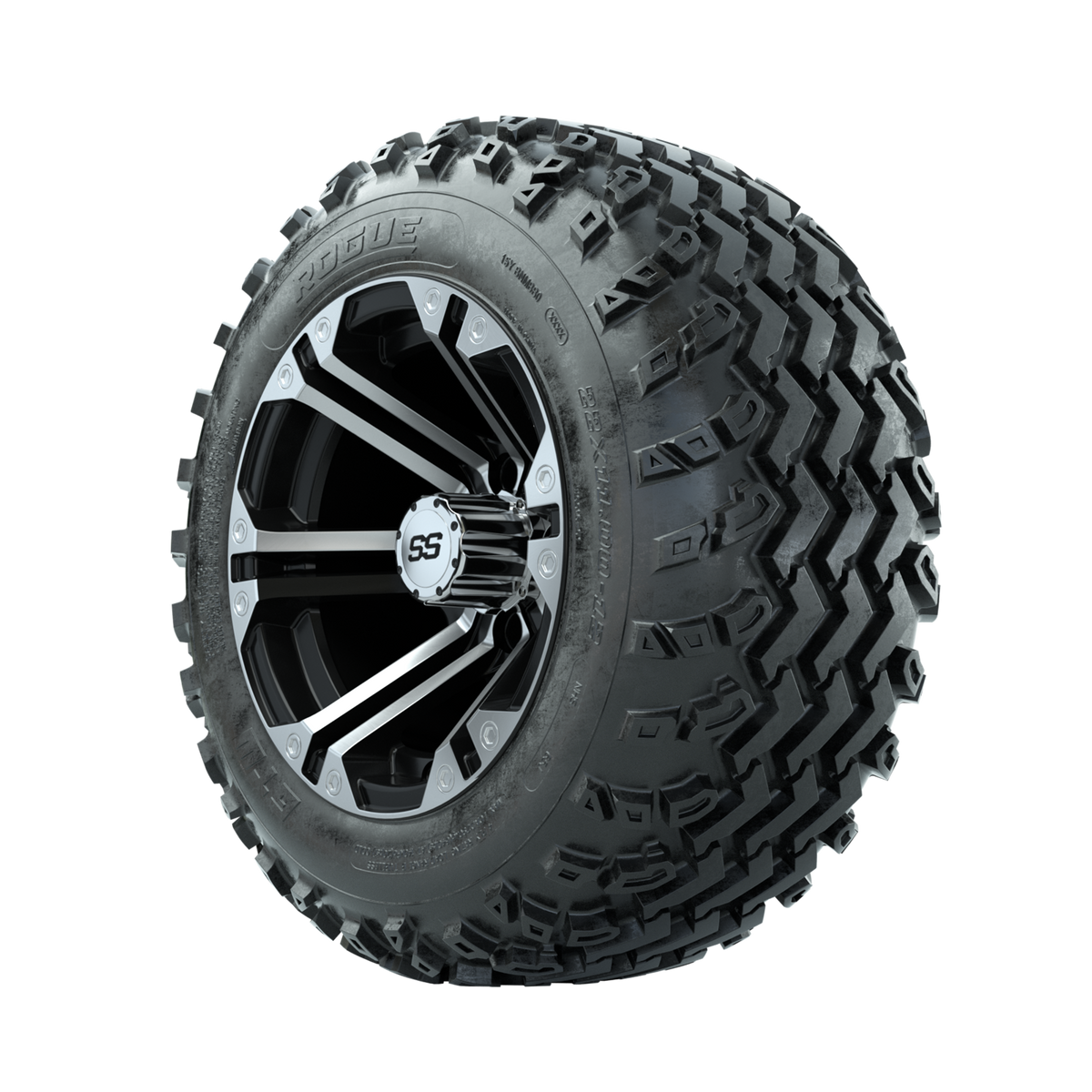 GTW Specter Machined/Black 12" Wheels with 22x11.00-12 Rogue All Terrain Tires Full Set
