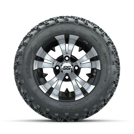 GTW Vampire Machined/Black 12" Wheels with 22x11.00-12 Rogue All Terrain Tires Full Set