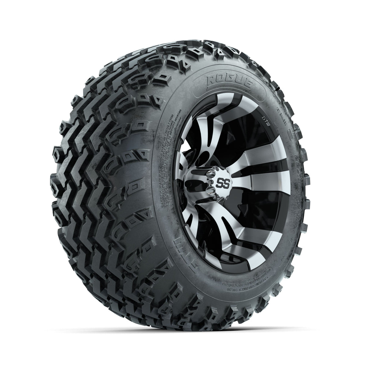 GTW Vampire Machined/Black 12" Wheels with 22x11.00-12 Rogue All Terrain Tires Full Set