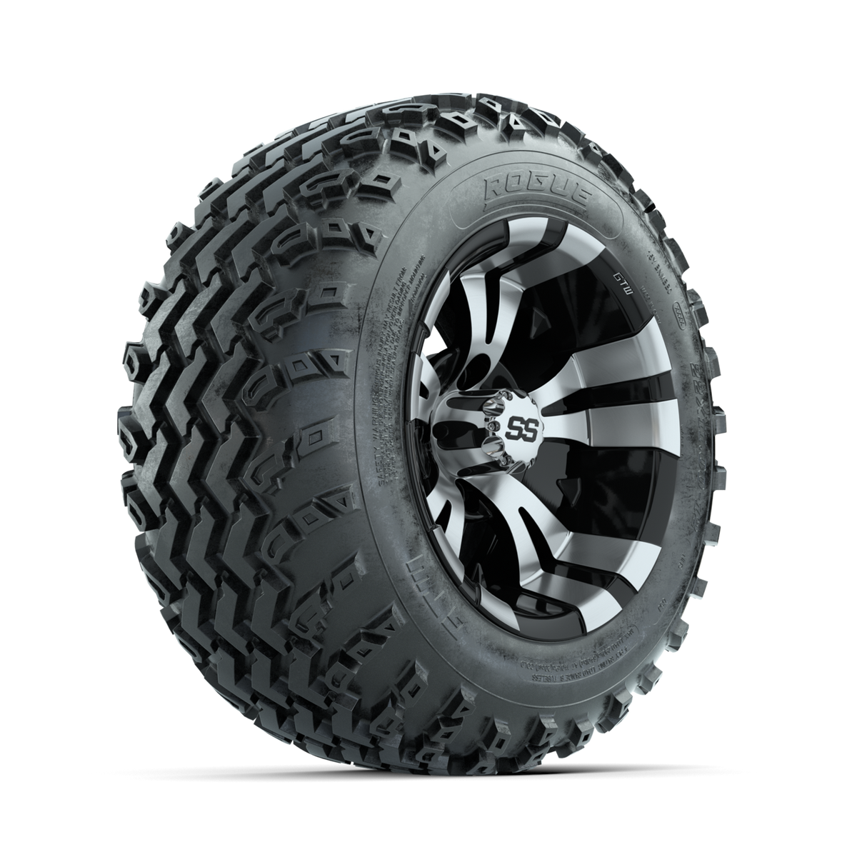 GTW Vampire Machined/Black 12" Wheels with 22x11.00-12 Rogue All Terrain Tires Full Set