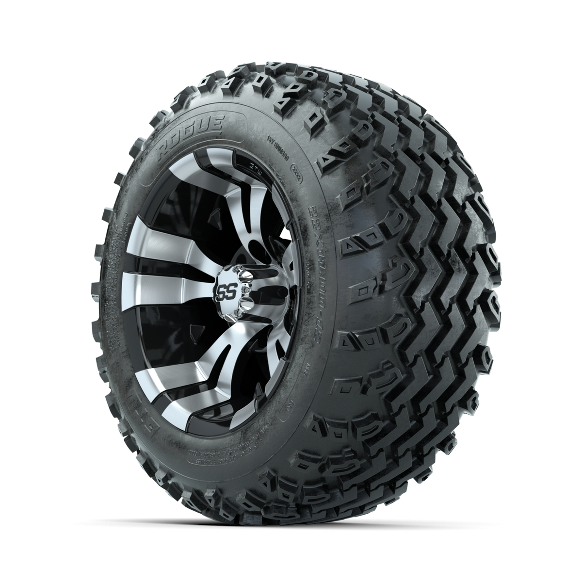 GTW Vampire Machined/Black 12" Wheels with 22x11.00-12 Rogue All Terrain Tires Full Set