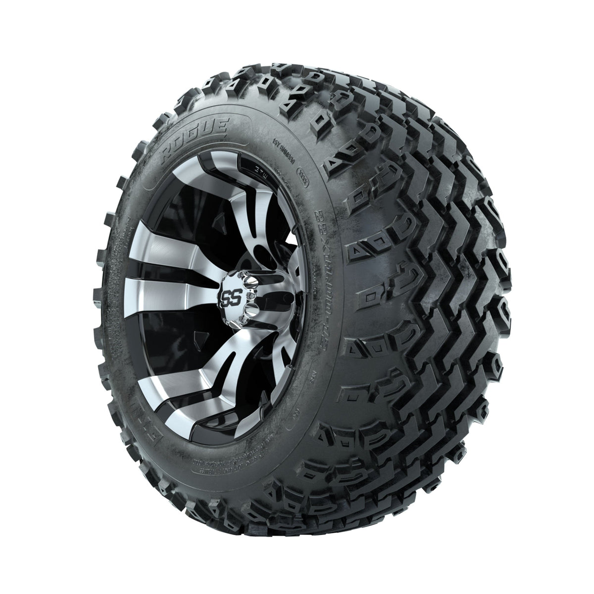 GTW Vampire Machined/Black 12" Wheels with 22x11.00-12 Rogue All Terrain Tires Full Set