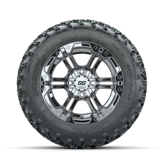 GTW Specter Chrome 12" Wheels with 22x11.00-12 Rogue All Terrain Tires Full Set