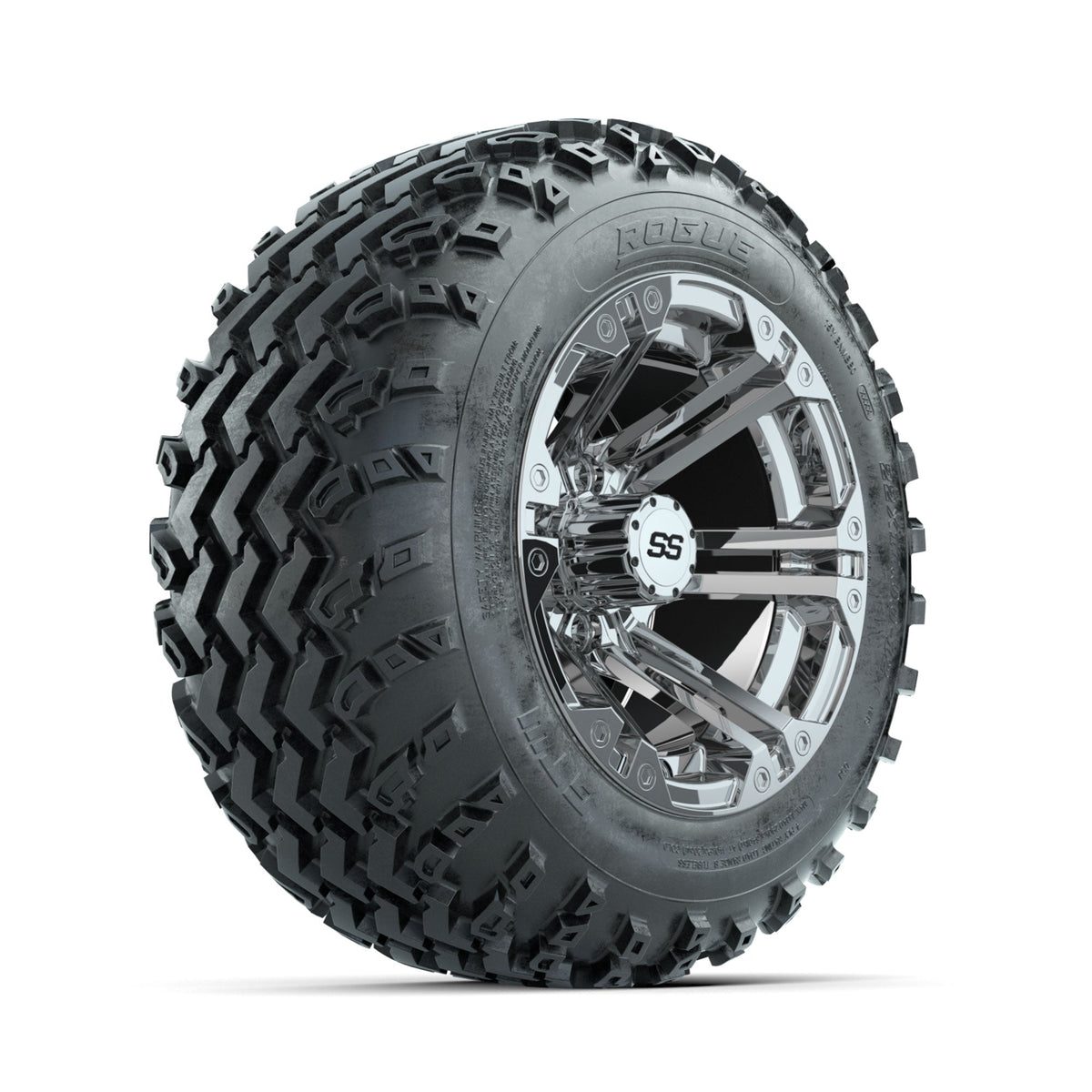 GTW Specter Chrome 12" Wheels with 22x11.00-12 Rogue All Terrain Tires Full Set