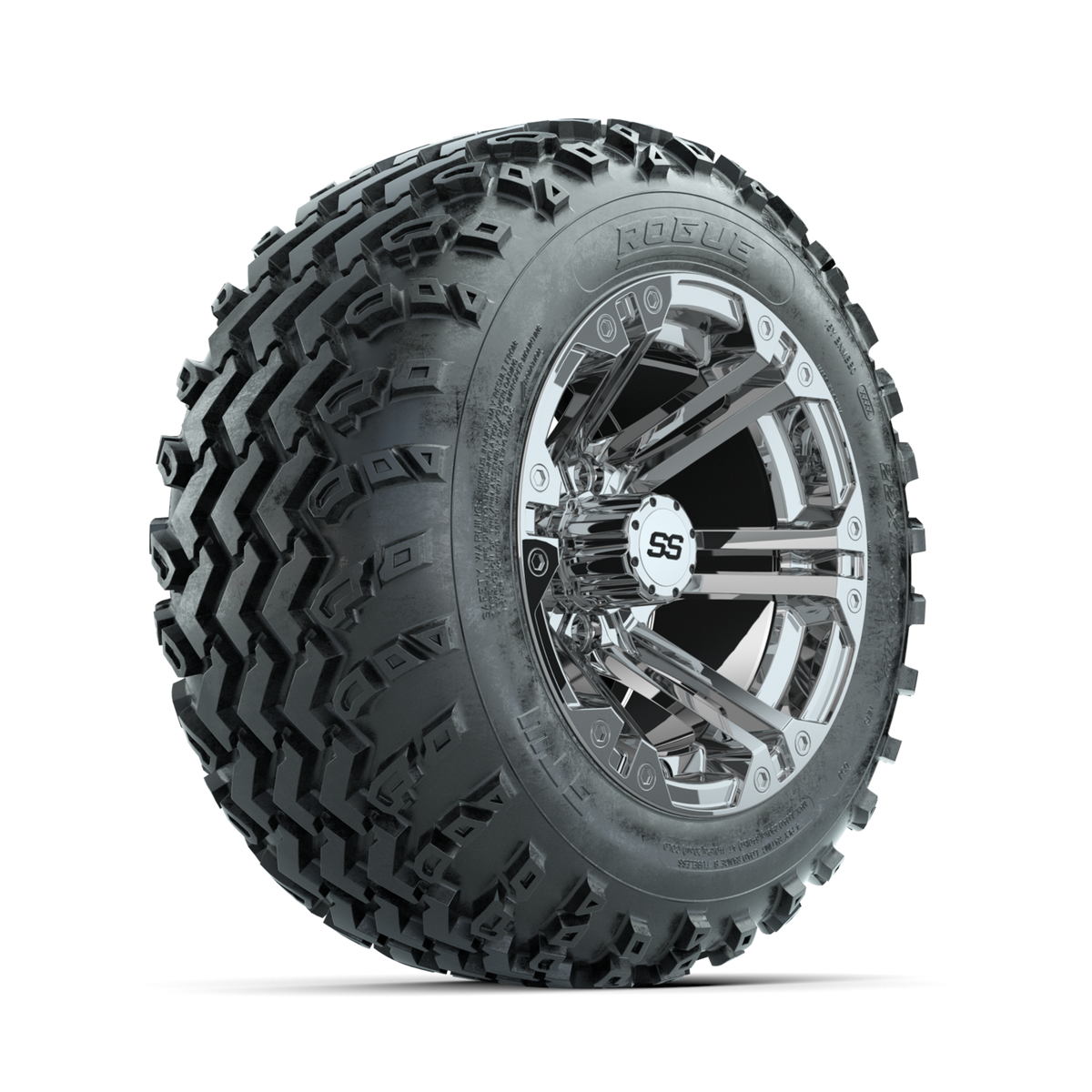 GTW Specter Chrome 12" Wheels with 22x11.00-12 Rogue All Terrain Tires Full Set