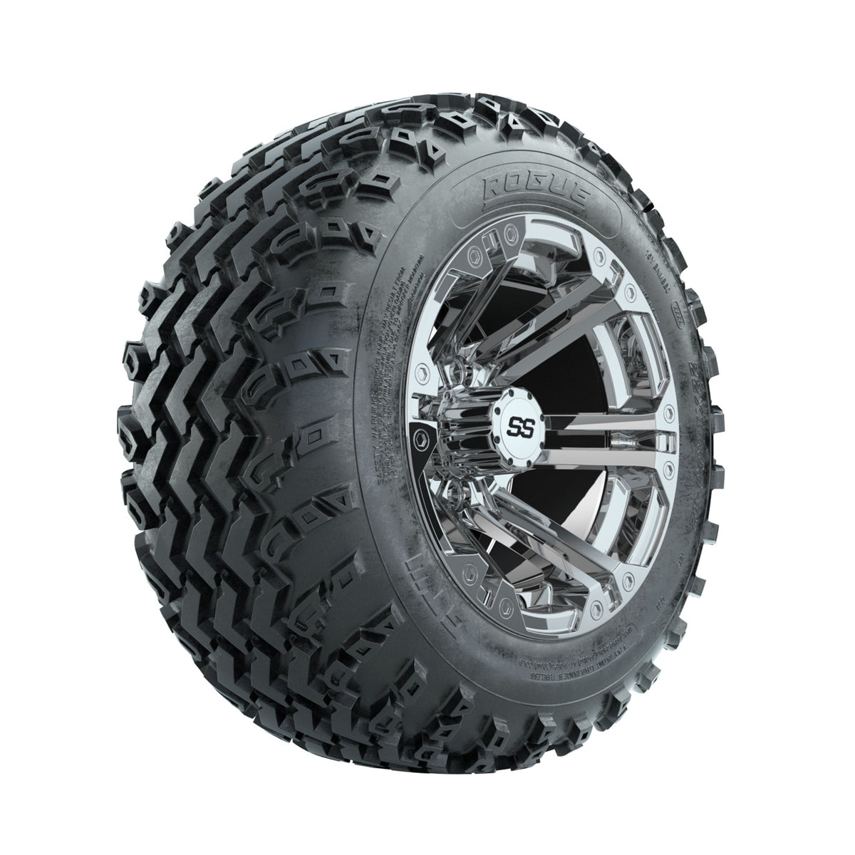 GTW Specter Chrome 12" Wheels with 22x11.00-12 Rogue All Terrain Tires Full Set