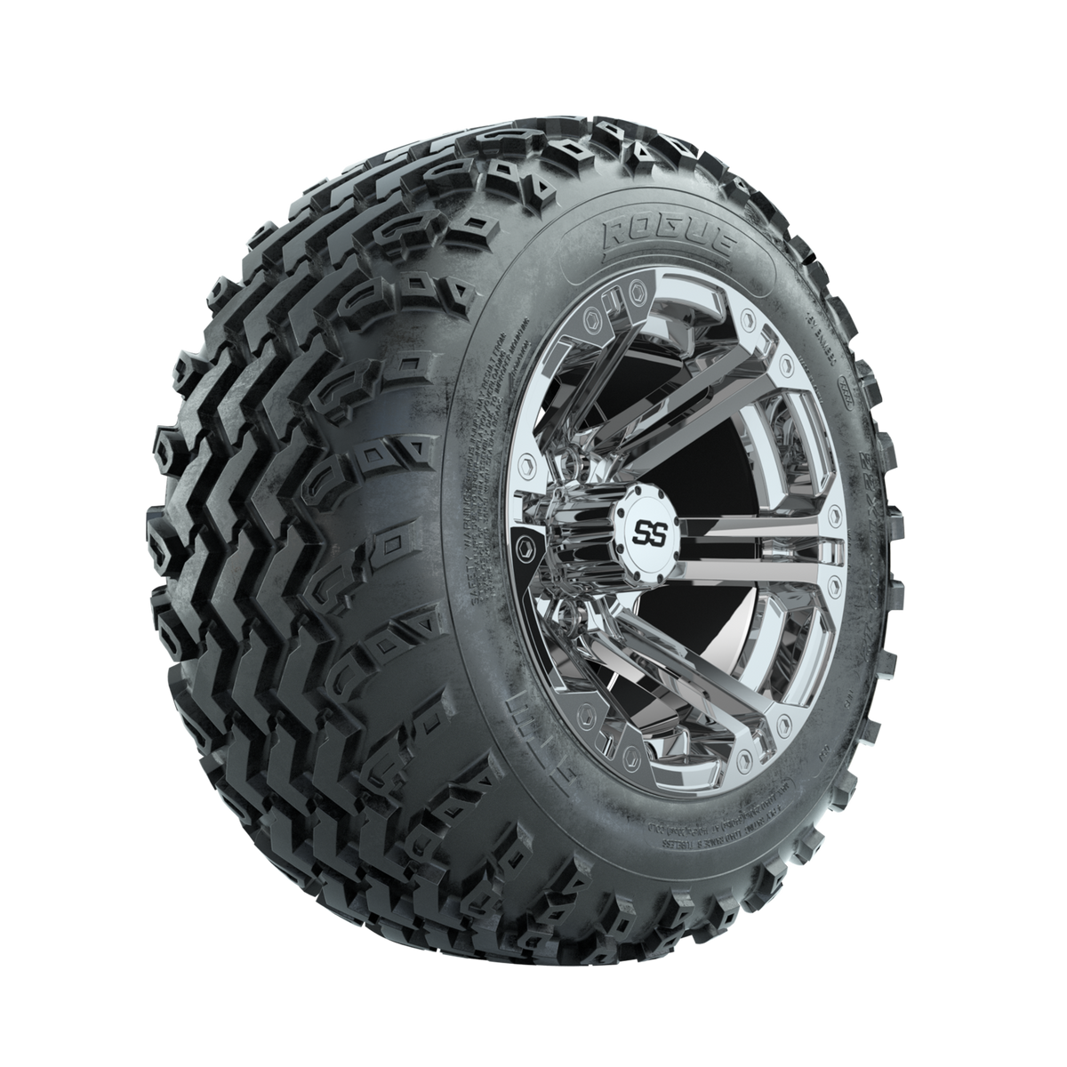 GTW Specter Chrome 12" Wheels with 22x11.00-12 Rogue All Terrain Tires Full Set