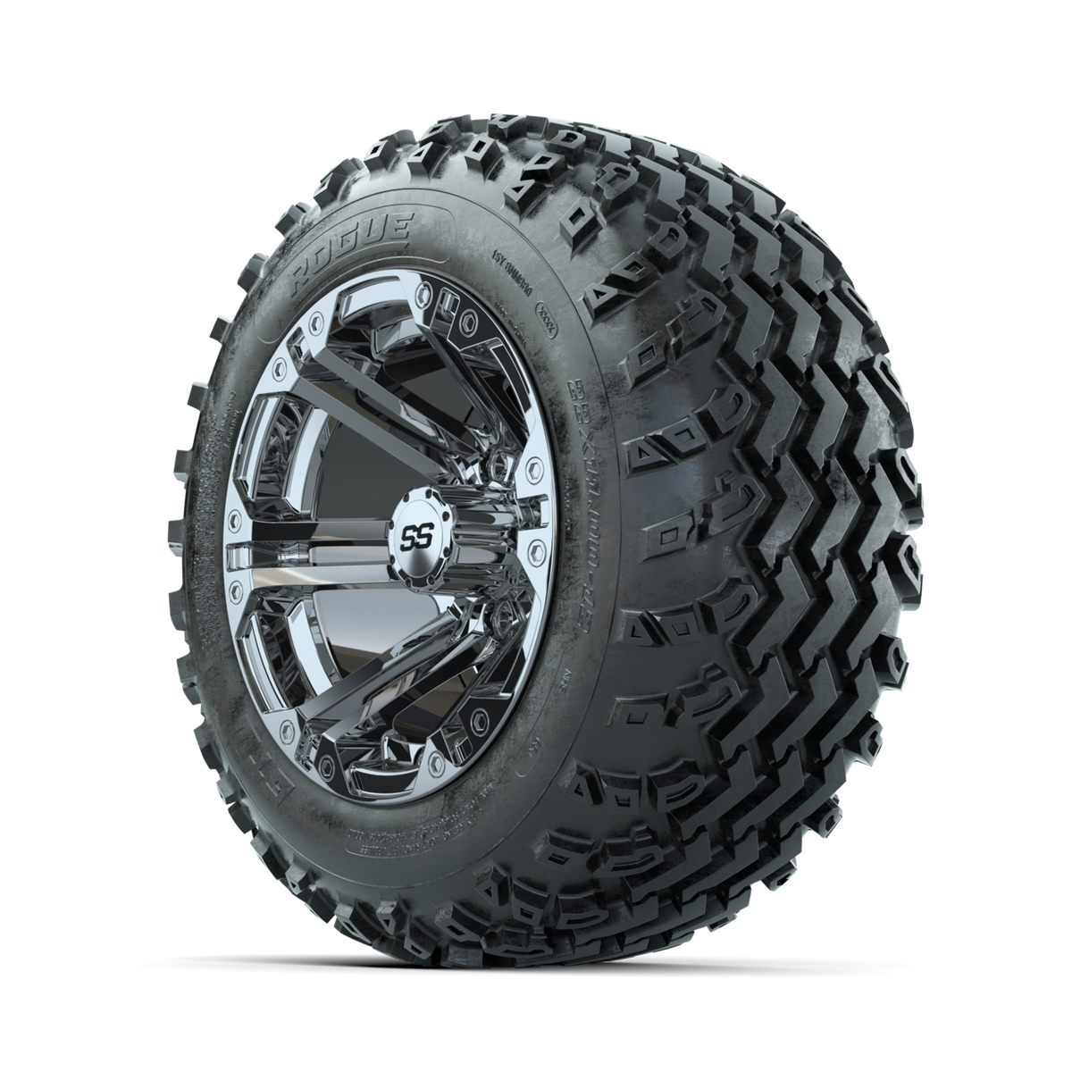 GTW Specter Chrome 12" Wheels with 22x11.00-12 Rogue All Terrain Tires Full Set