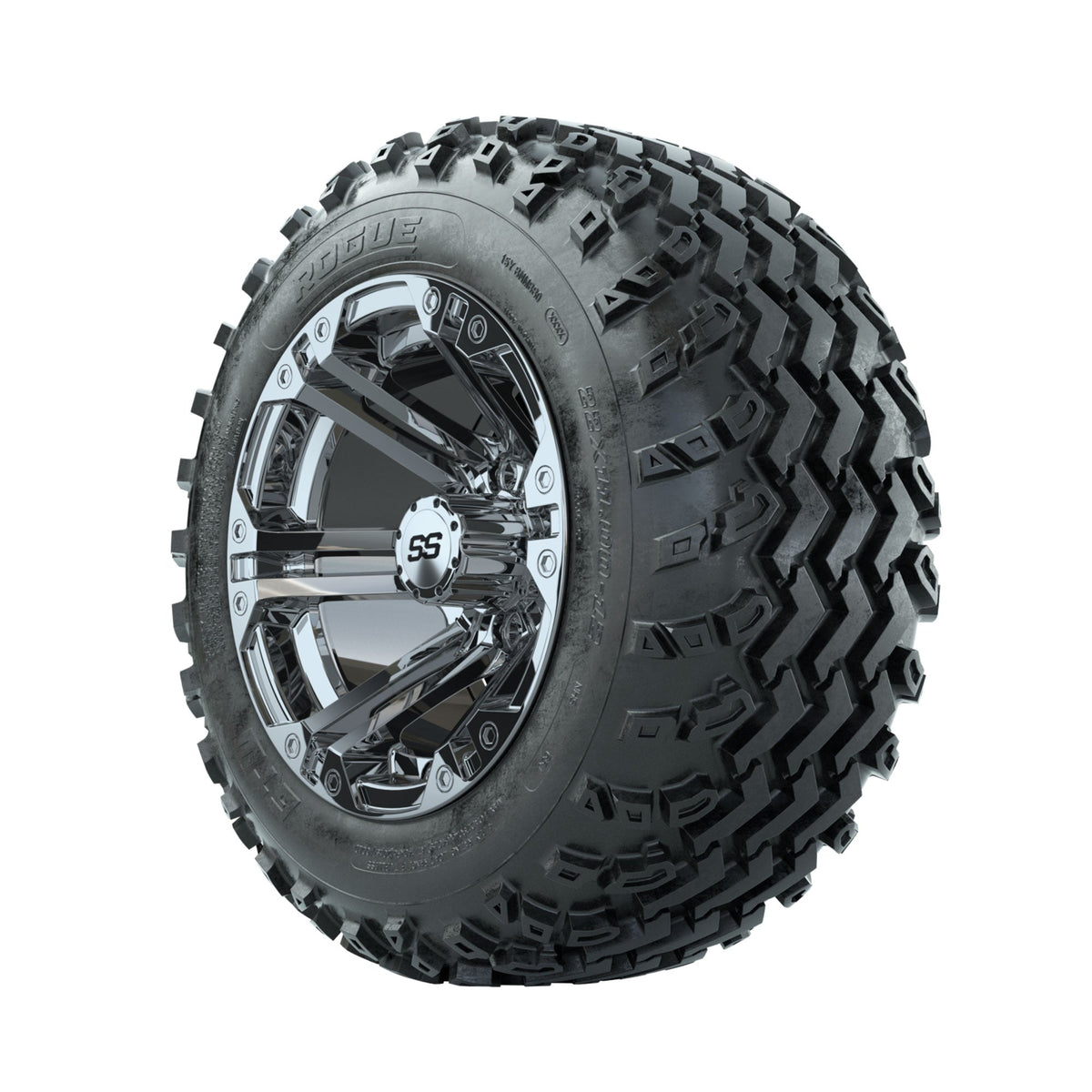 GTW Specter Chrome 12" Wheels with 22x11.00-12 Rogue All Terrain Tires Full Set