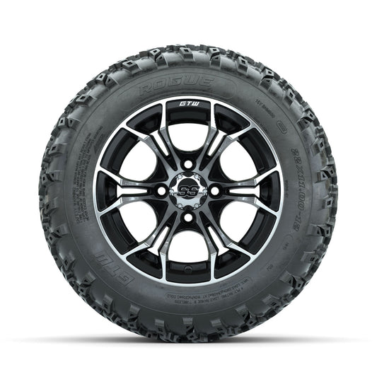 GTW Spyder Machined/Black 12" Wheels with 22x11.00-12 Rogue All Terrain Tires Full Set