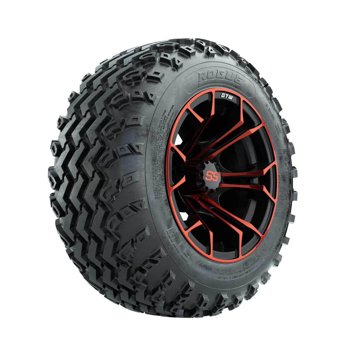 GTW Spyder Red/Black 12 in Wheels with 22x11.00-12 Rogue All Terrain Tires – Full Set
