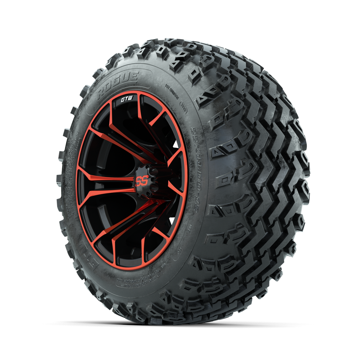 GTW Spyder Red/Black 12 in Wheels with 22x11.00-12 Rogue All Terrain Tires – Full Set