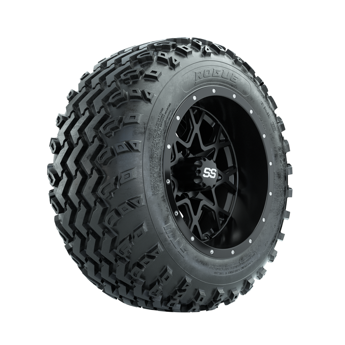 GTW Vortex Matte Black 12" Wheels with 22x11.00-12 Rogue All Terrain Tires Full Set