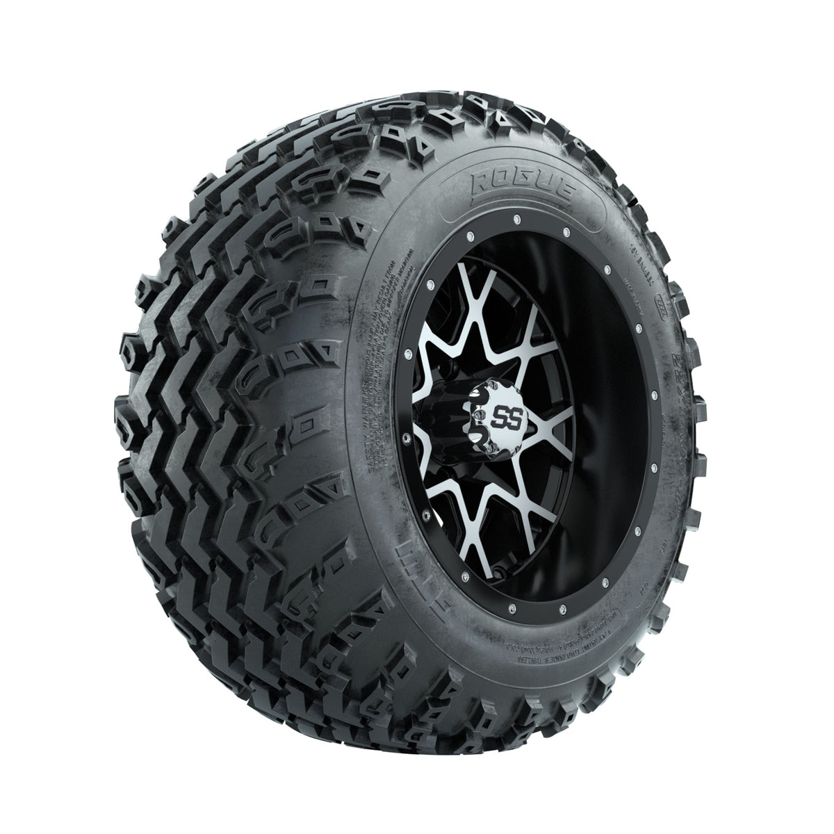 GTW Vortex Machined/Matte Black 12" Wheels with 22x11.00-12 Rogue All Terrain Tires Full Set