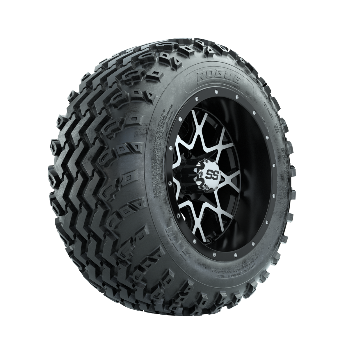 GTW Vortex Machined/Matte Black 12" Wheels with 22x11.00-12 Rogue All Terrain Tires Full Set