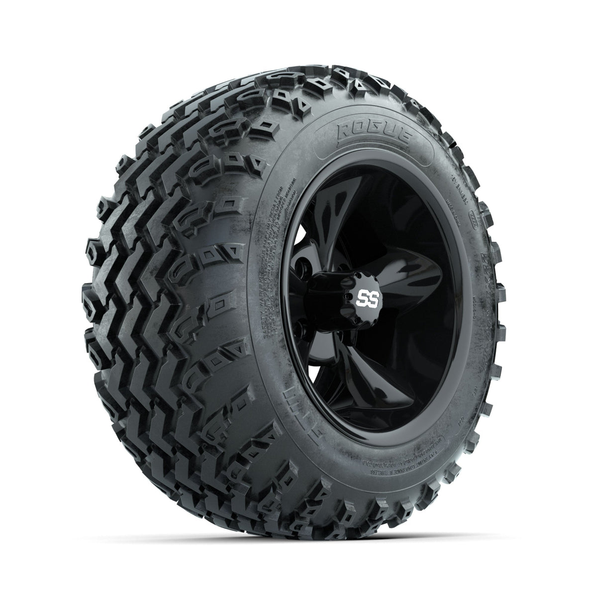 GTW Godfather Black 12" Wheels with 22x11.00-12 Rogue All Terrain Tires Full Set