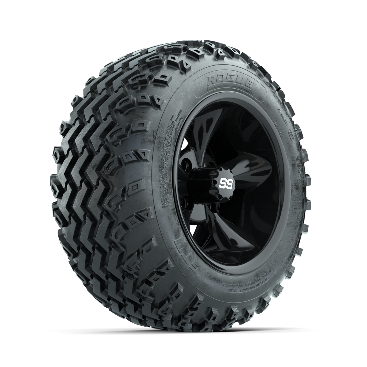 GTW Godfather Black 12" Wheels with 22x11.00-12 Rogue All Terrain Tires Full Set