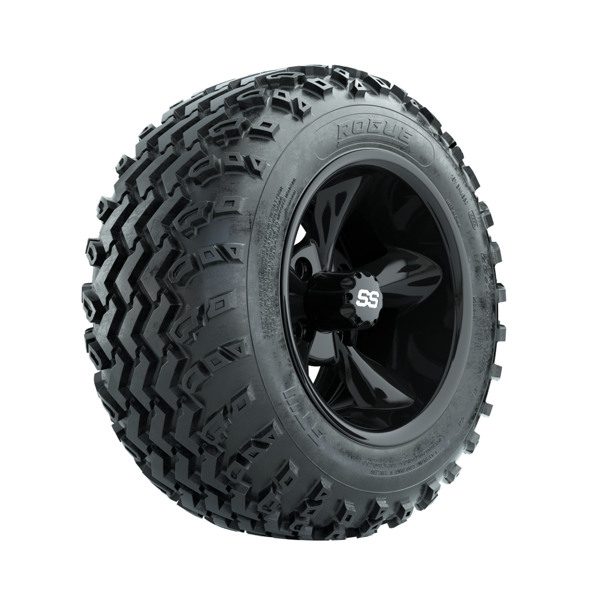 GTW Godfather Black 12" Wheels with 22x11.00-12 Rogue All Terrain Tires Full Set