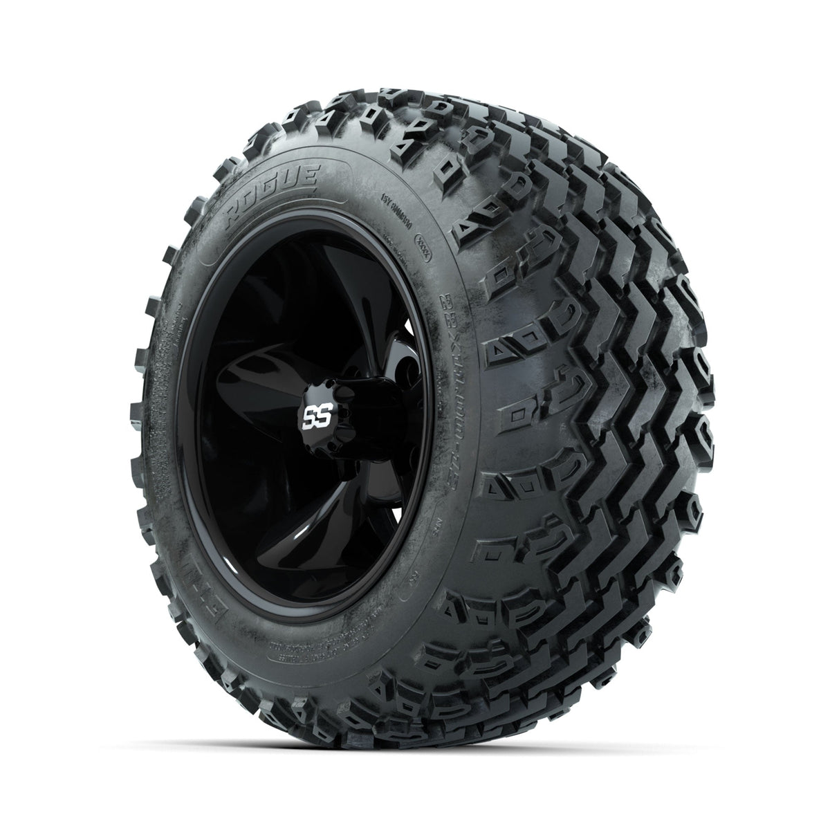 GTW Godfather Black 12" Wheels with 22x11.00-12 Rogue All Terrain Tires Full Set