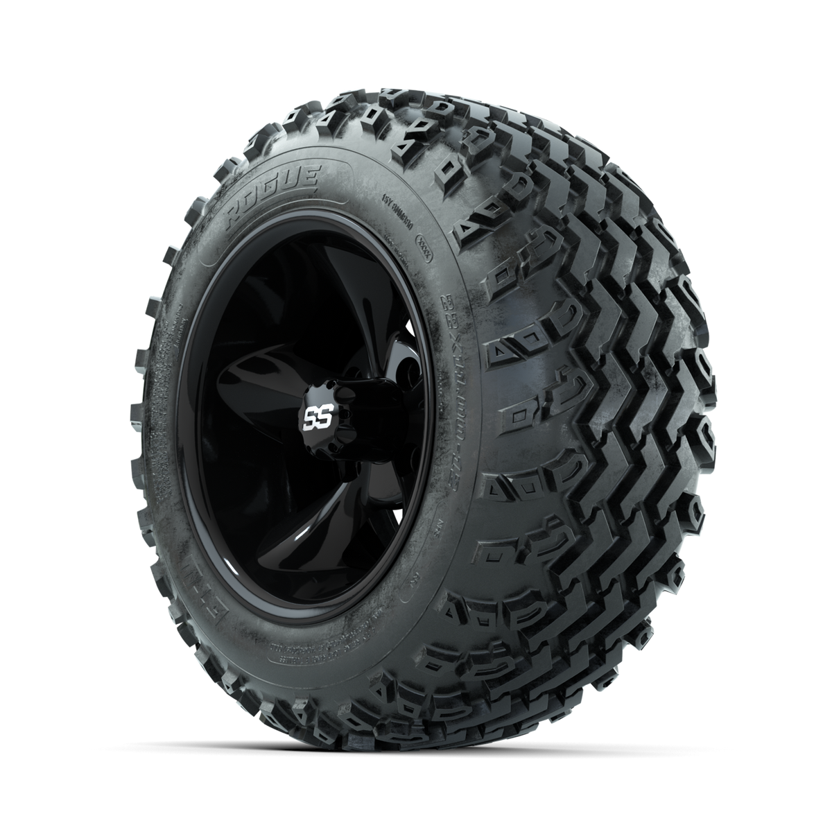 GTW Godfather Black 12" Wheels with 22x11.00-12 Rogue All Terrain Tires Full Set