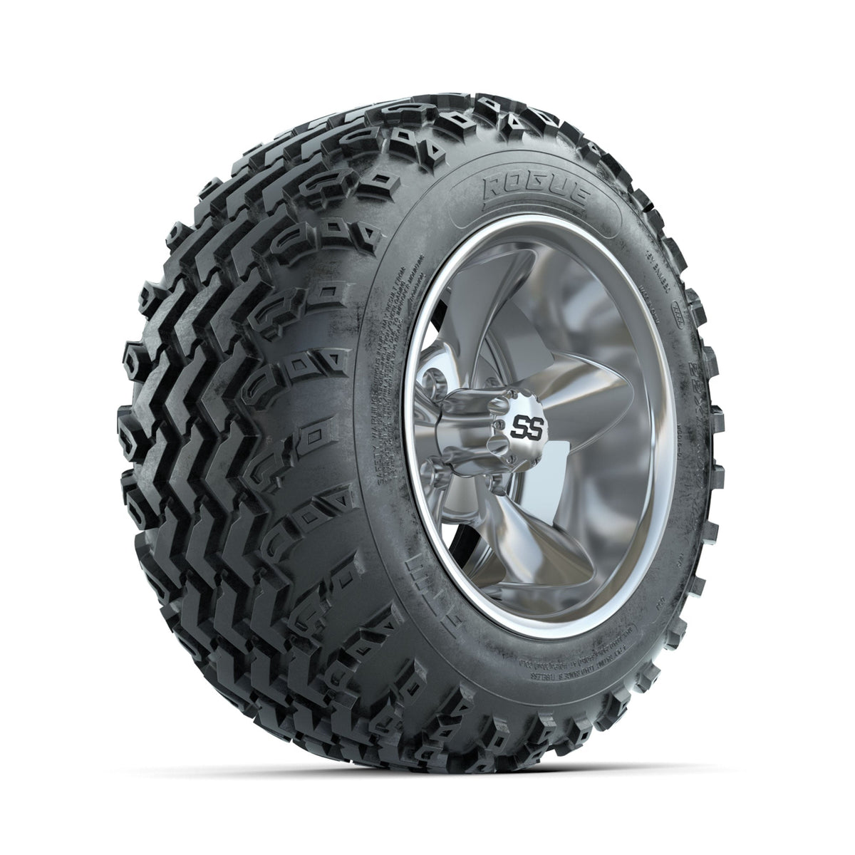 GTW Godfather Chrome 12" Wheels with 22x11.00-12 Rogue All Terrain Tires Full Set
