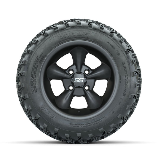 GTW Godfather Matte Grey 12" Wheels with 22x11.00-12 Rogue All Terrain Tires Full Set
