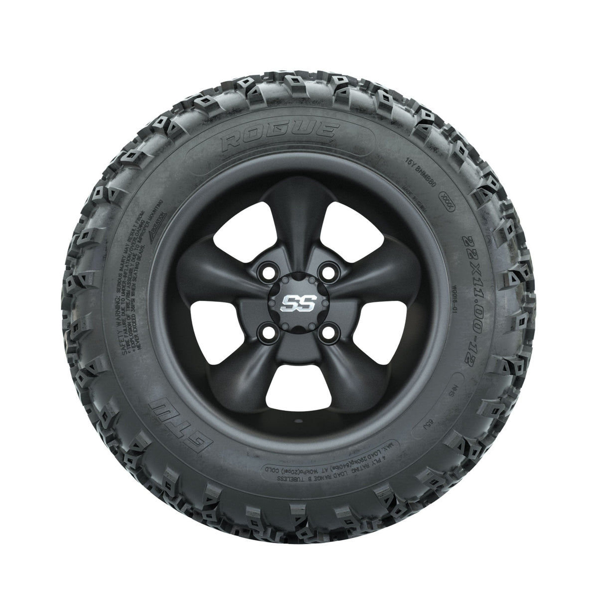 GTW Godfather Matte Grey 12" Wheels with 22x11.00-12 Rogue All Terrain Tires Full Set
