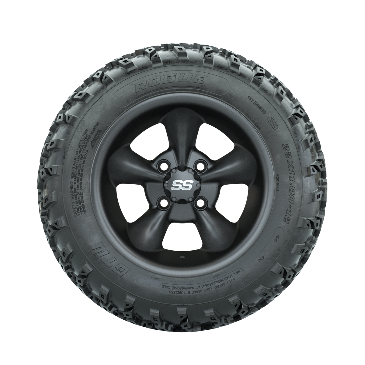 GTW Godfather Matte Grey 12" Wheels with 22x11.00-12 Rogue All Terrain Tires Full Set
