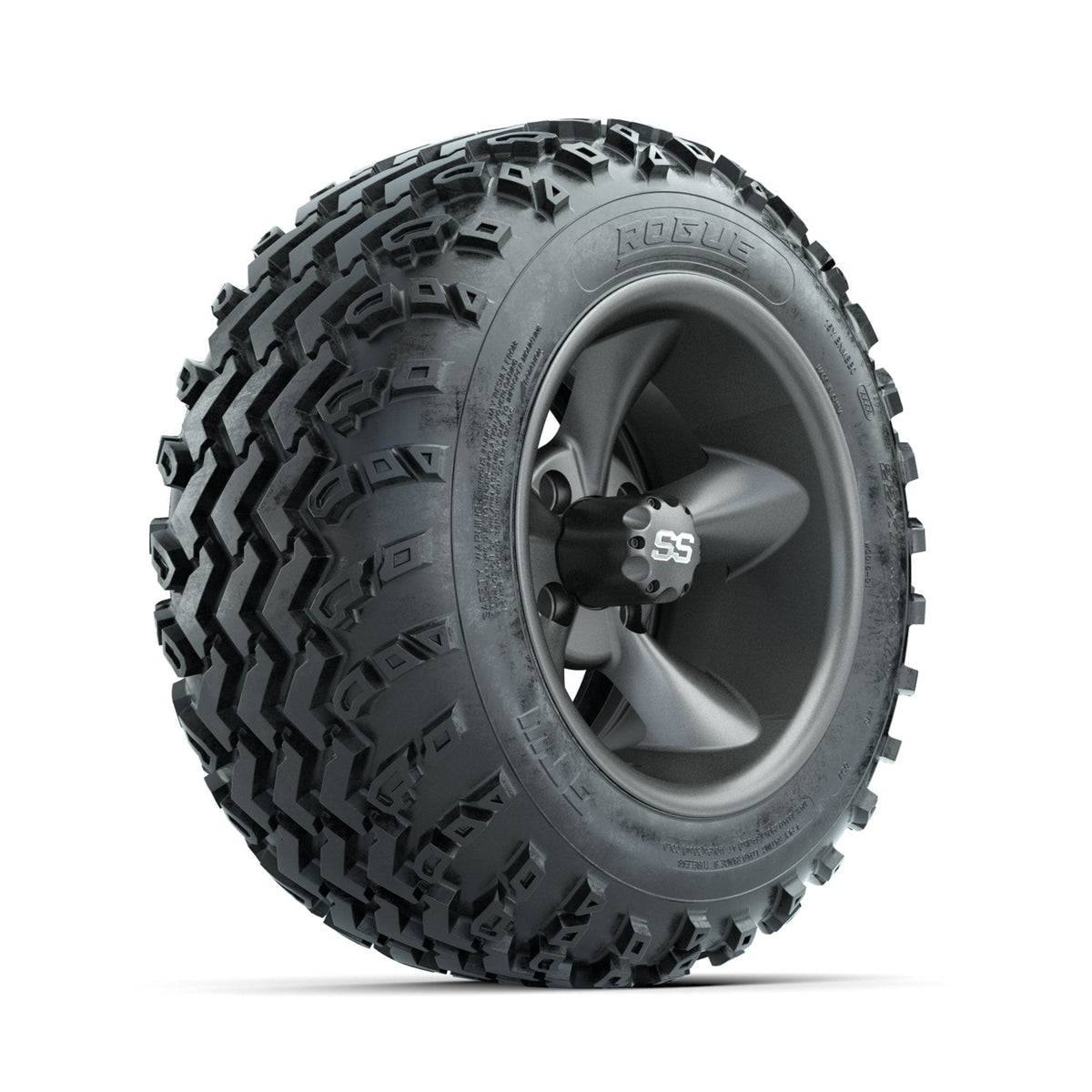 GTW Godfather Matte Grey 12" Wheels with 22x11.00-12 Rogue All Terrain Tires Full Set