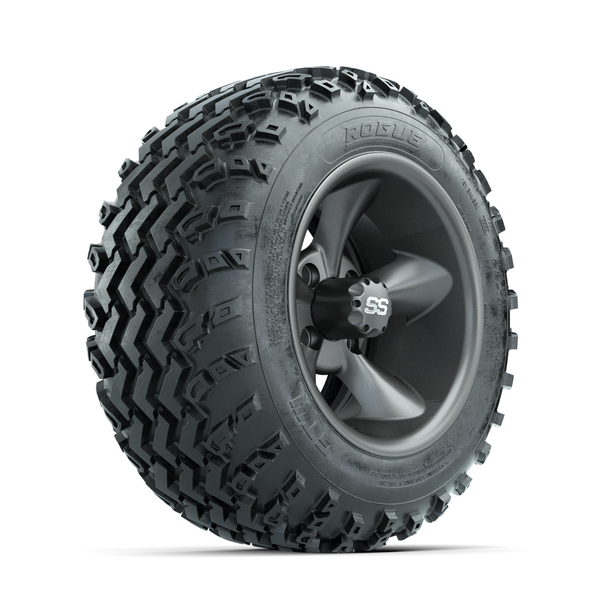 GTW Godfather Matte Grey 12" Wheels with 22x11.00-12 Rogue All Terrain Tires Full Set