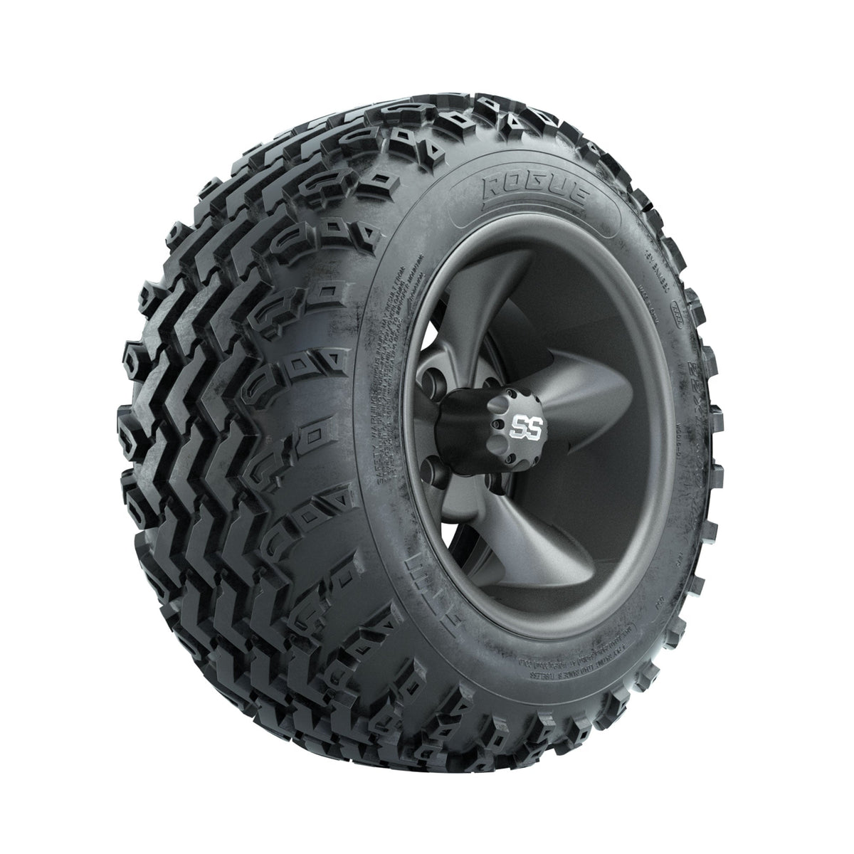 GTW Godfather Matte Grey 12" Wheels with 22x11.00-12 Rogue All Terrain Tires Full Set