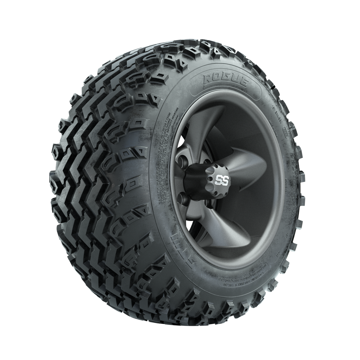 GTW Godfather Matte Grey 12" Wheels with 22x11.00-12 Rogue All Terrain Tires Full Set