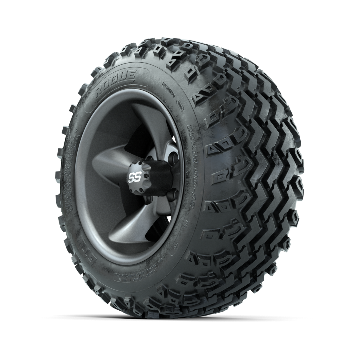 GTW Godfather Matte Grey 12" Wheels with 22x11.00-12 Rogue All Terrain Tires Full Set