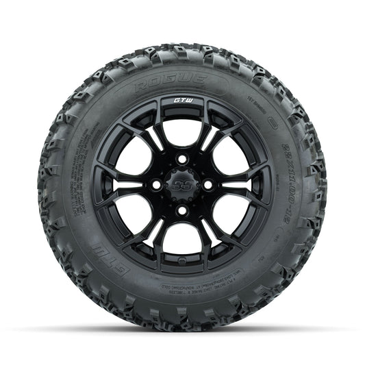GTW Spyder Matte Black 12" Wheels with 22x11.00-12 Rogue All Terrain Tires Full Set