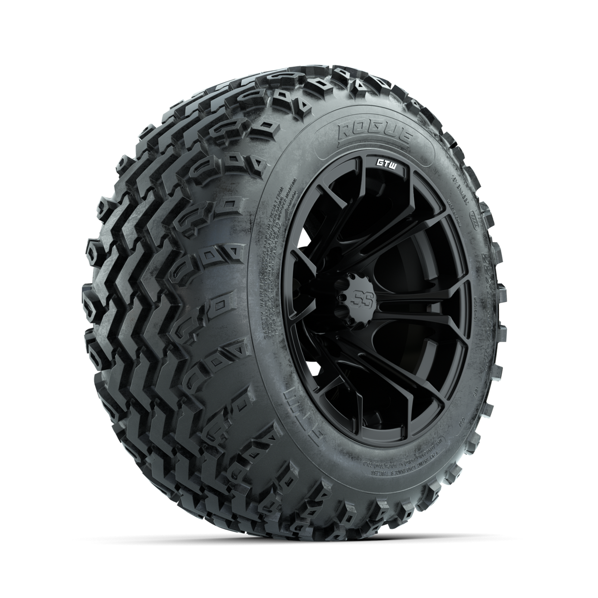 GTW Spyder Matte Black 12" Wheels with 22x11.00-12 Rogue All Terrain Tires Full Set