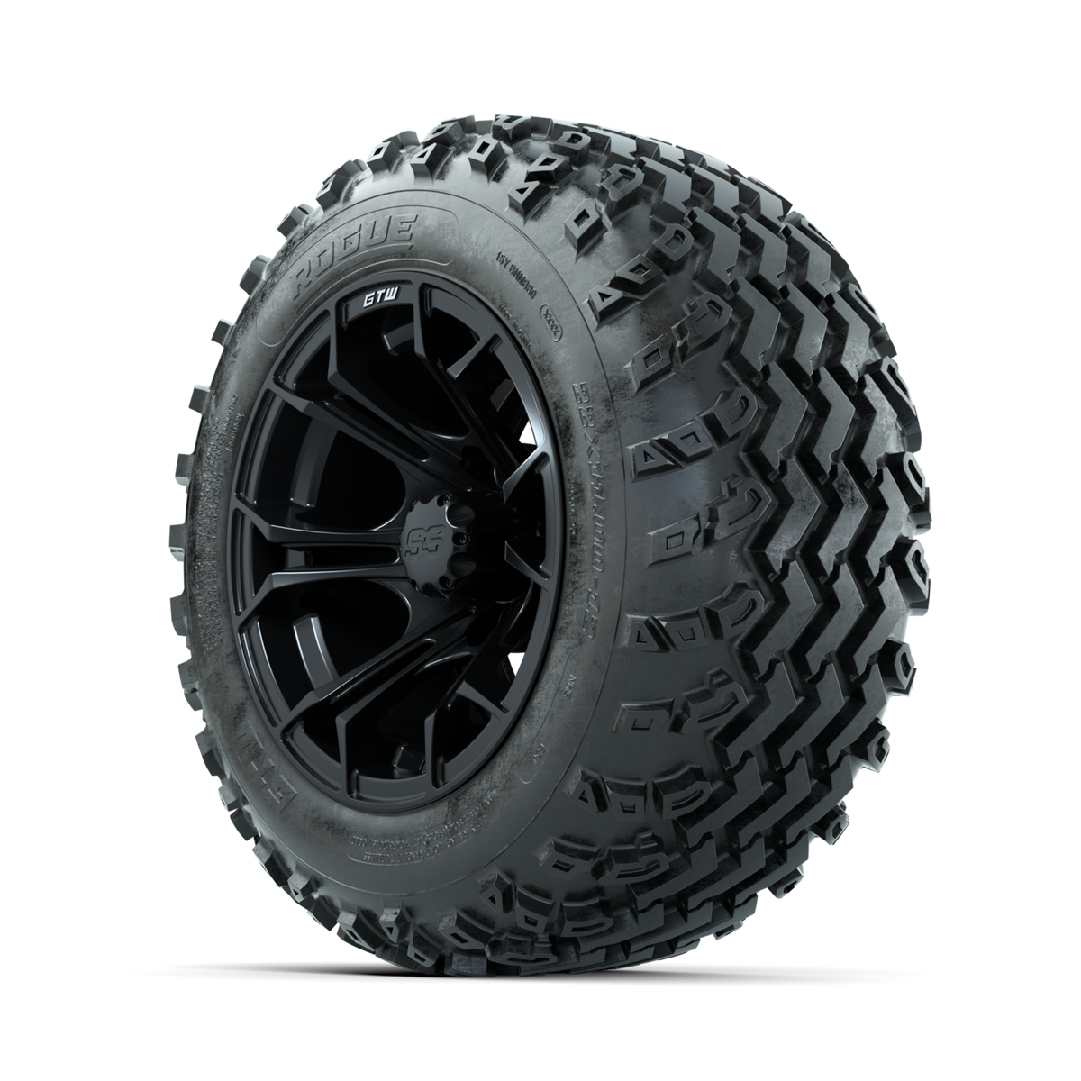 GTW Spyder Matte Black 12" Wheels with 22x11.00-12 Rogue All Terrain Tires Full Set