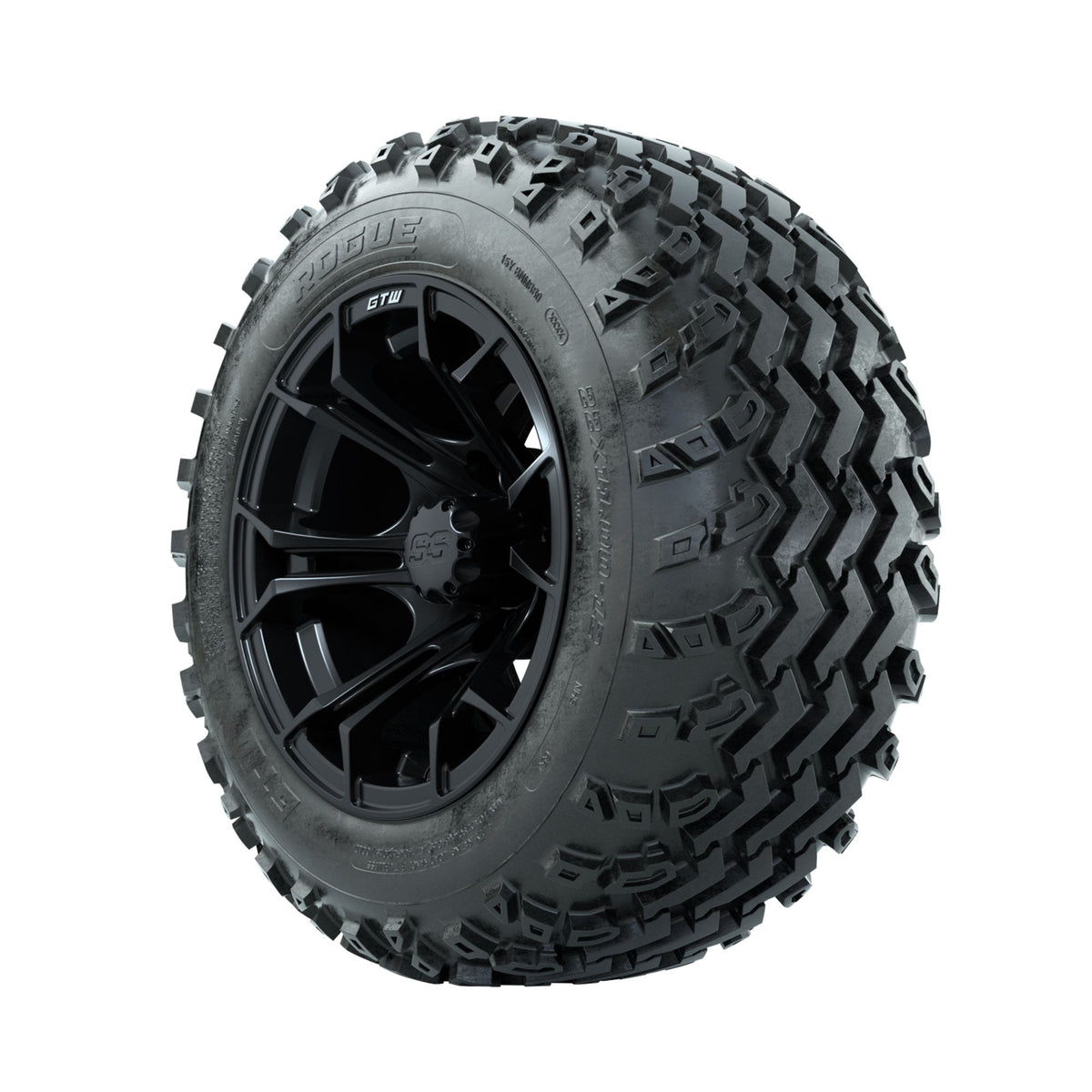 GTW Spyder Matte Black 12" Wheels with 22x11.00-12 Rogue All Terrain Tires Full Set