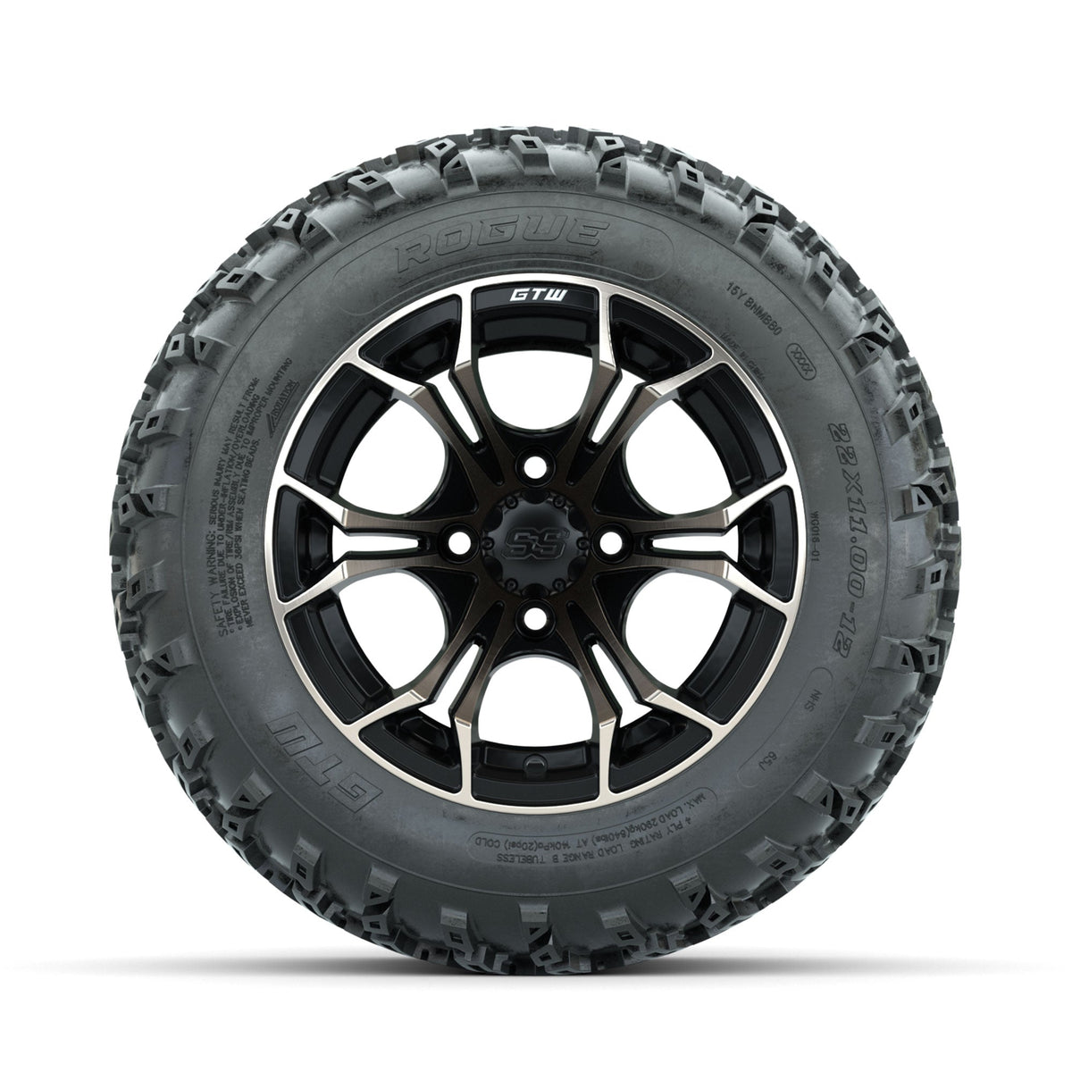 GTW Spyder Bronze/Matte Black 12" Wheels with 22x11.00-12 Rogue All Terrain Tires Full Set