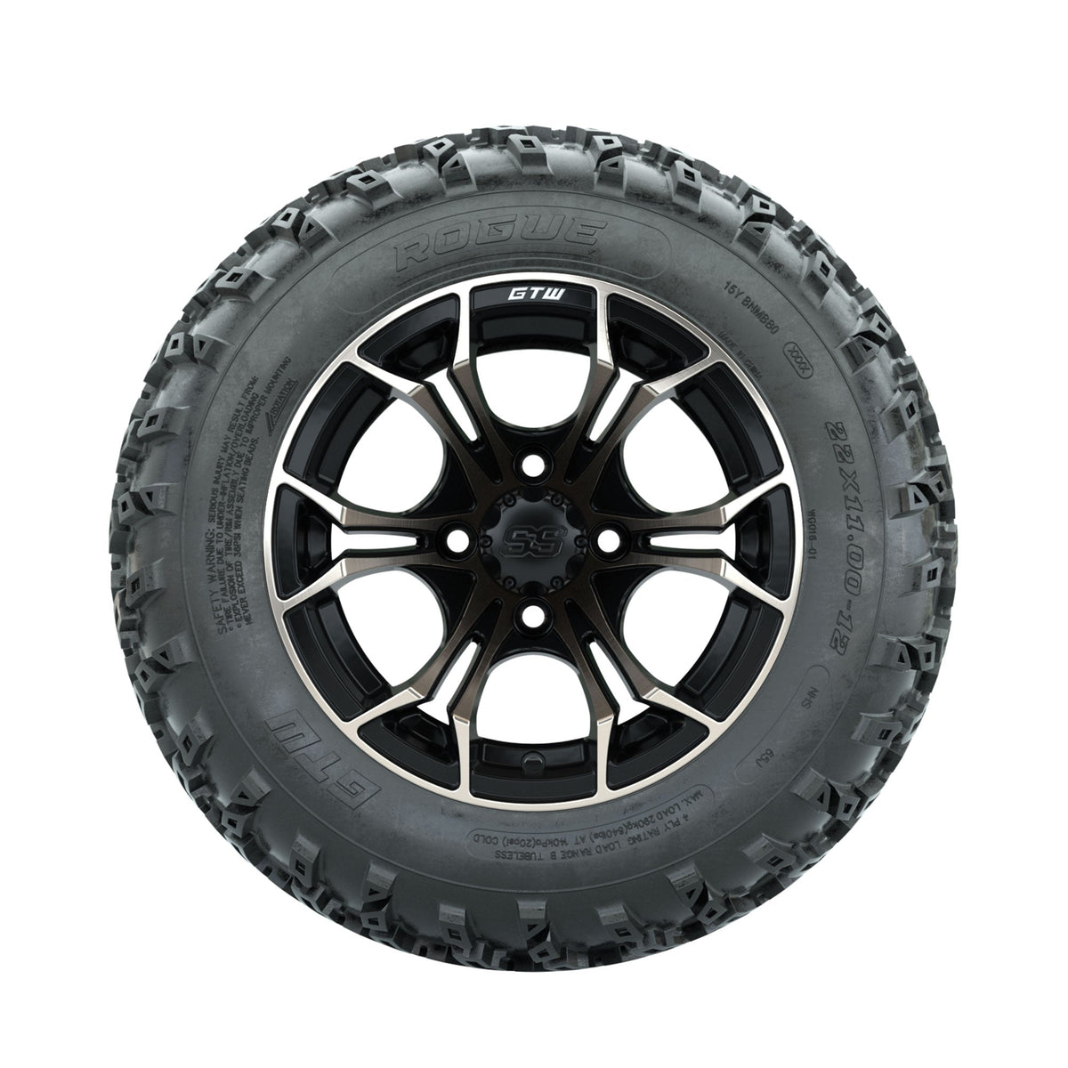 GTW Spyder Bronze/Matte Black 12" Wheels with 22x11.00-12 Rogue All Terrain Tires Full Set