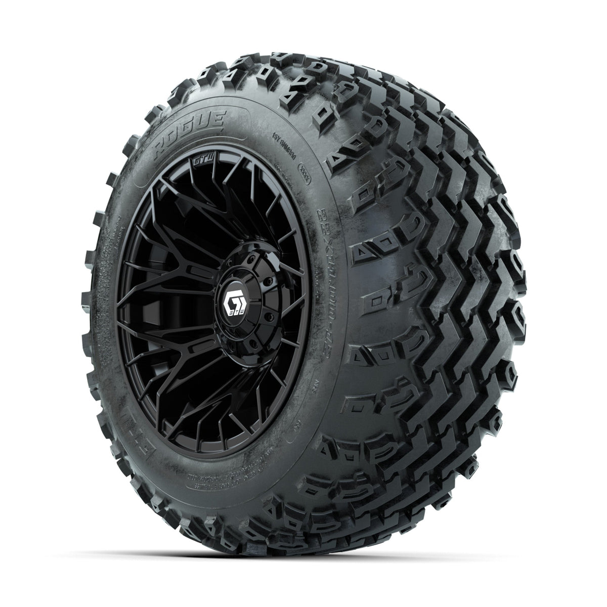 GTW Stellar Black 12" Wheels with 22x11.00-12 Rogue All Terrain Tires Full Set