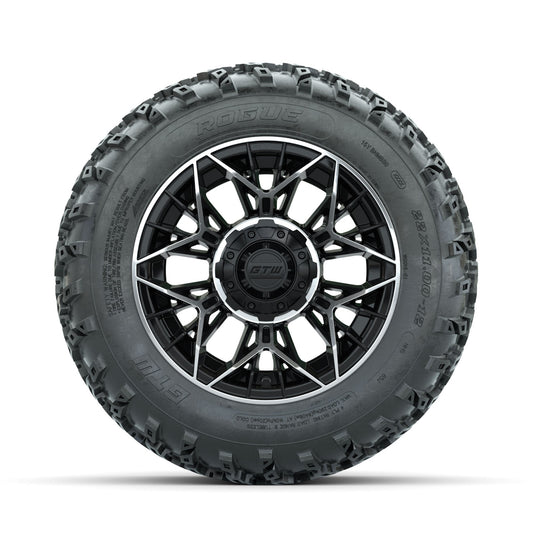 GTW Stellar Machined/Black 12" Wheels with 22x11.00-12 Rogue All Terrain Tires Full Set
