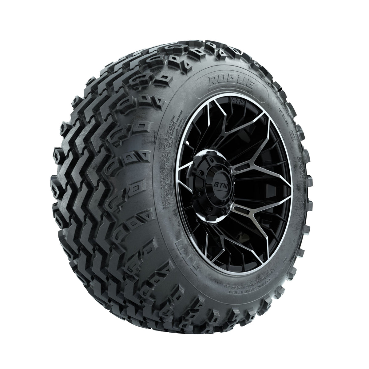 GTW Stellar Machined/Black 12" Wheels with 22x11.00-12 Rogue All Terrain Tires Full Set