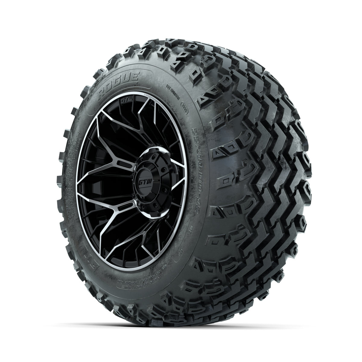 GTW Stellar Machined/Black 12" Wheels with 22x11.00-12 Rogue All Terrain Tires Full Set