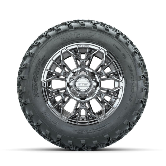 GTW Stellar Chrome 12" Wheels with 22x11.00-12 Rogue All Terrain Tires Full Set