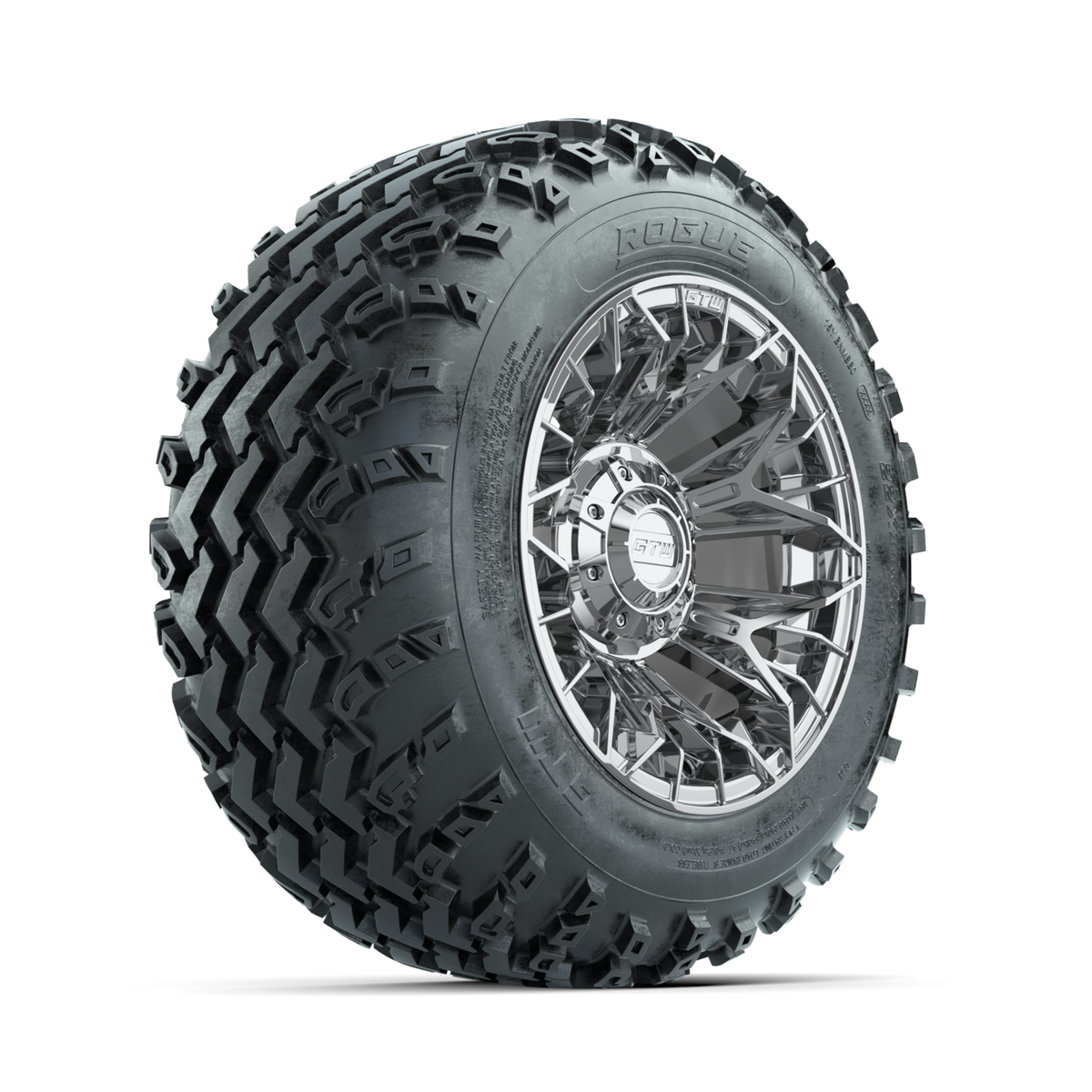 GTW Stellar Chrome 12" Wheels with 22x11.00-12 Rogue All Terrain Tires Full Set