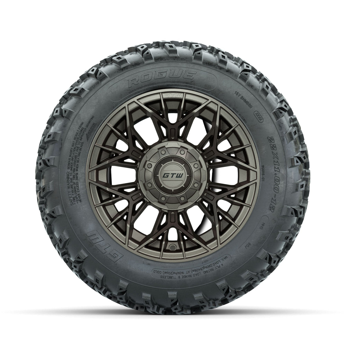 GTW Stellar Matte Bronze 12" Wheels with 22x11.00-12 Rogue All Terrain Tires Full Set