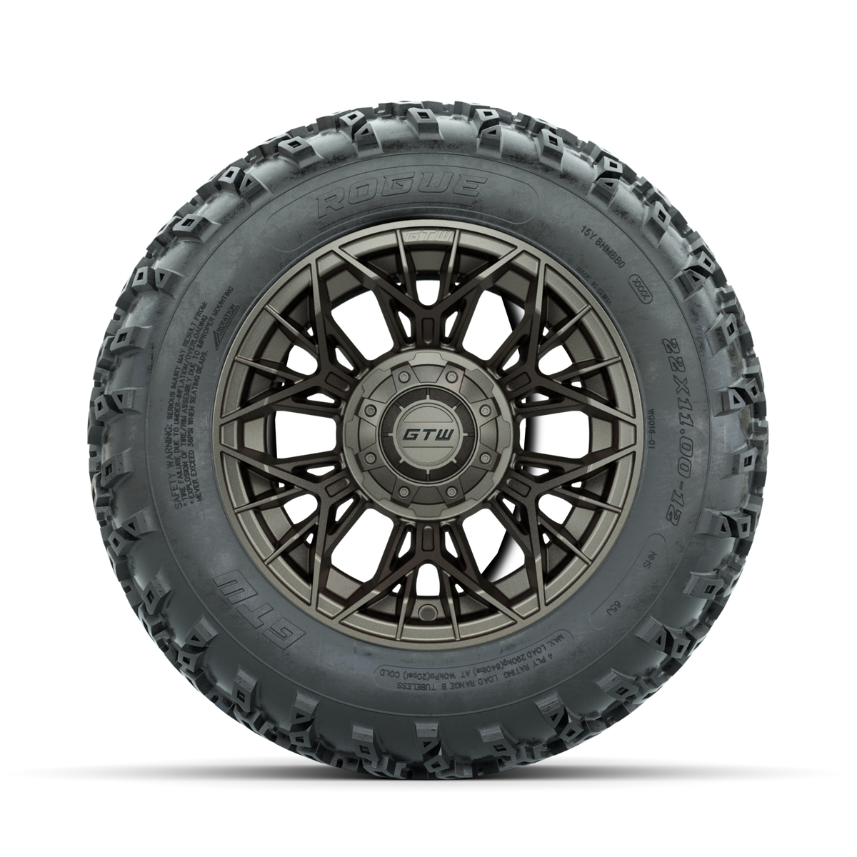 GTW Stellar Matte Bronze 12" Wheels with 22x11.00-12 Rogue All Terrain Tires Full Set