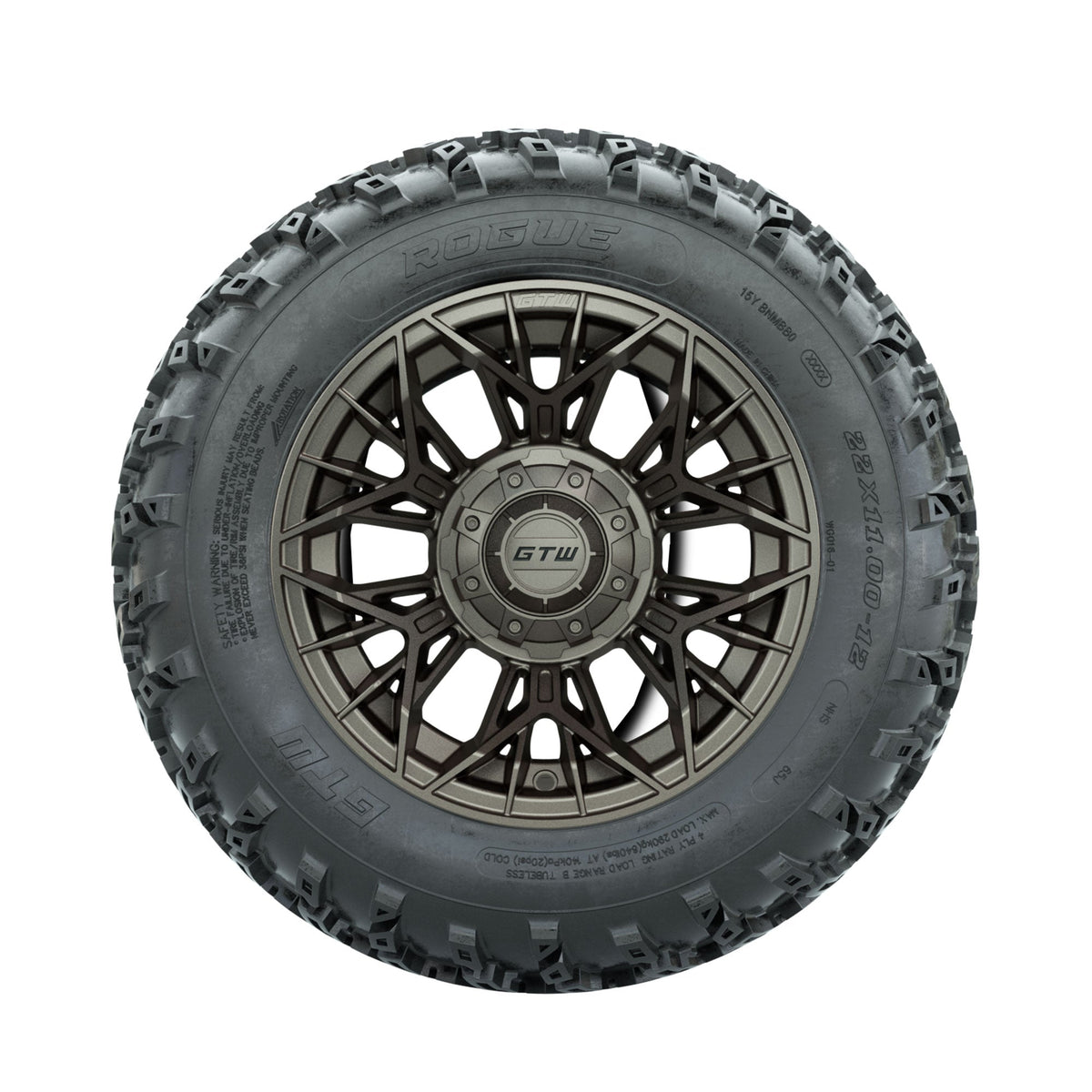 GTW Stellar Matte Bronze 12" Wheels with 22x11.00-12 Rogue All Terrain Tires Full Set