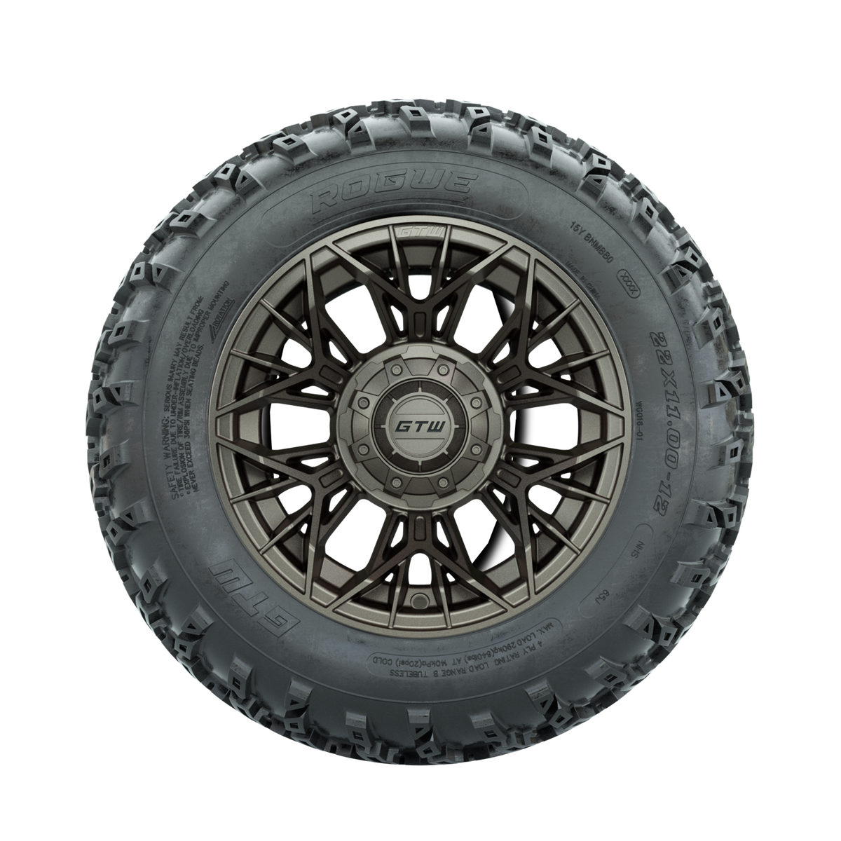 GTW Stellar Matte Bronze 12" Wheels with 22x11.00-12 Rogue All Terrain Tires Full Set